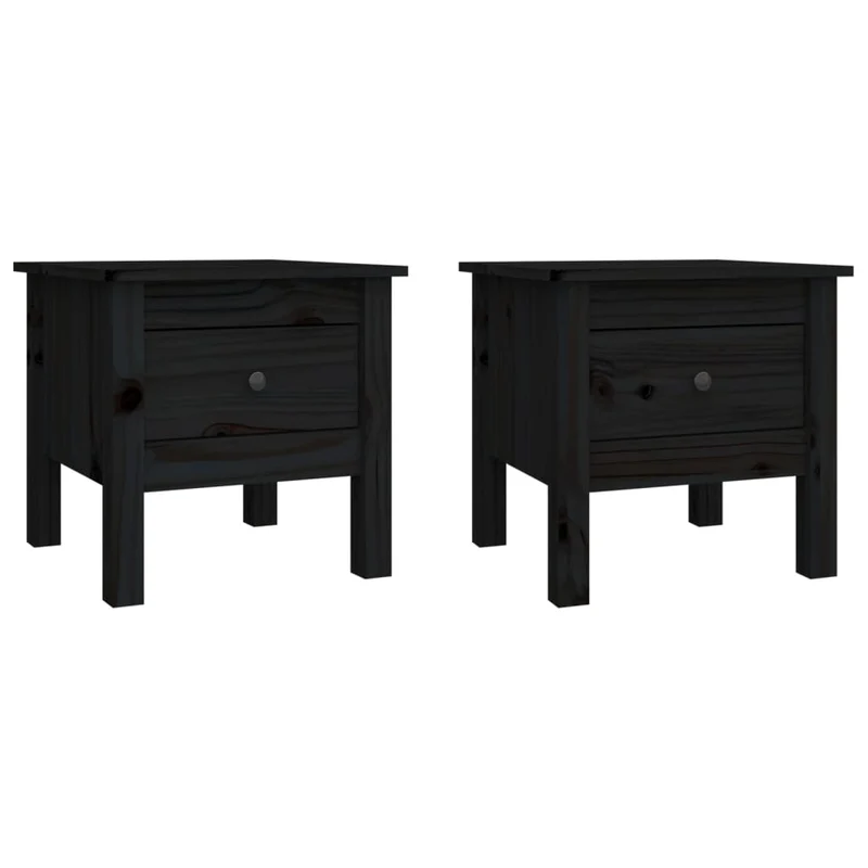 Tables d'appoint chevet avec tiroir 40 x 40 x 39 cm bois massif de pin noir DEC032640