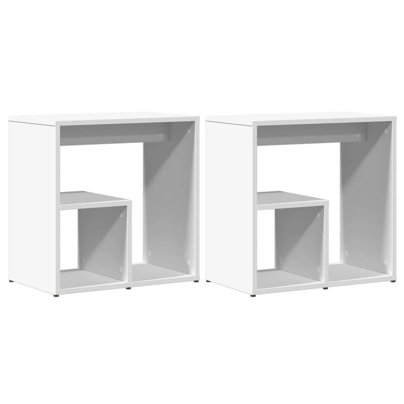 Lot de 2 tables de meuble de salon chevets 50 x 30 x 50 cm bois d’ingénierie blanc DEC032613