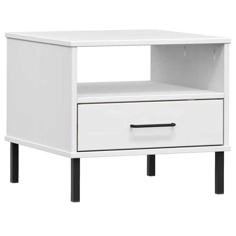 Table de chevet avec tiroir et compartiment en bois de pin blanc DEC032559