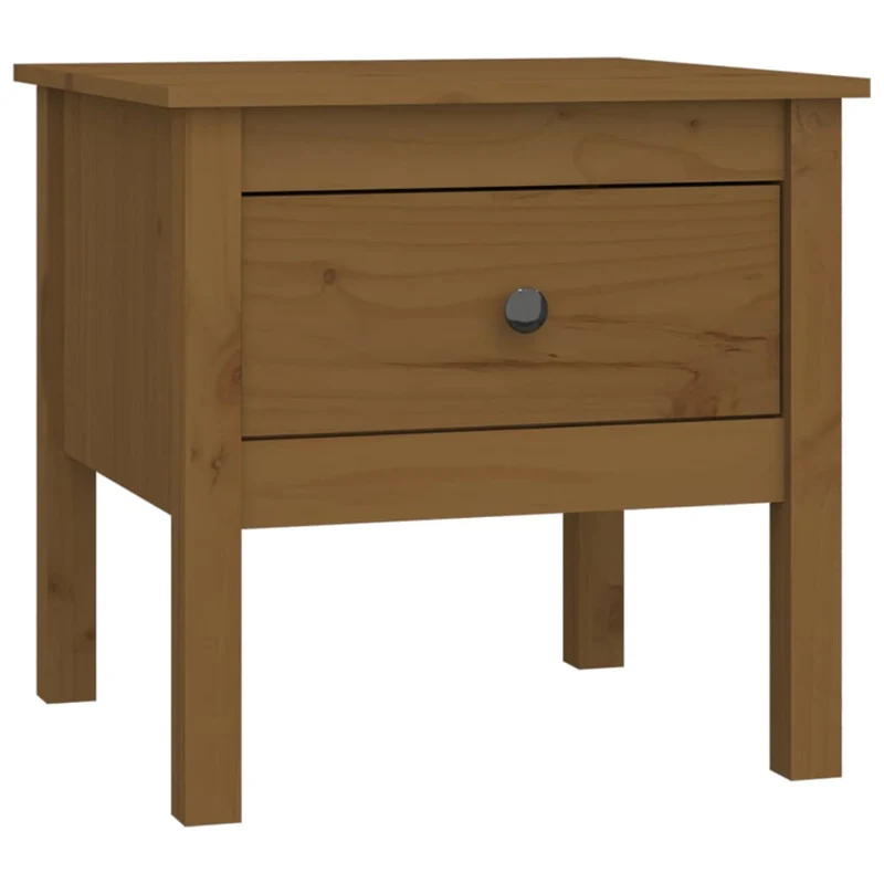 Table d'appoint chevet avec tiroir 50 x 50 x 49 cm en bois massif de pin brun DEC032473