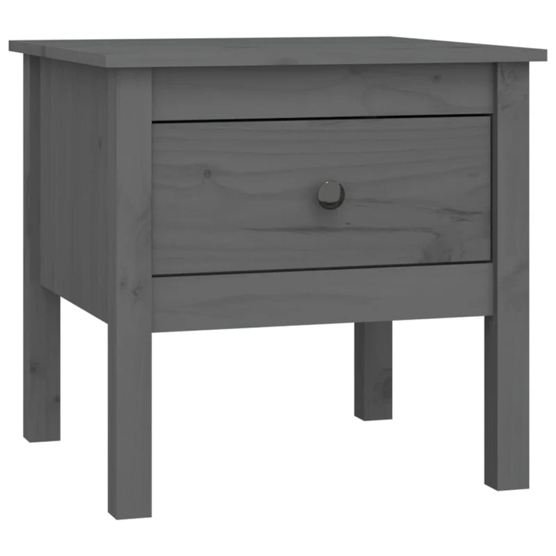 Table d'appoint chevet avec tiroir 50 x 50 x 49 cm en bois massif de pin gris DEC032443