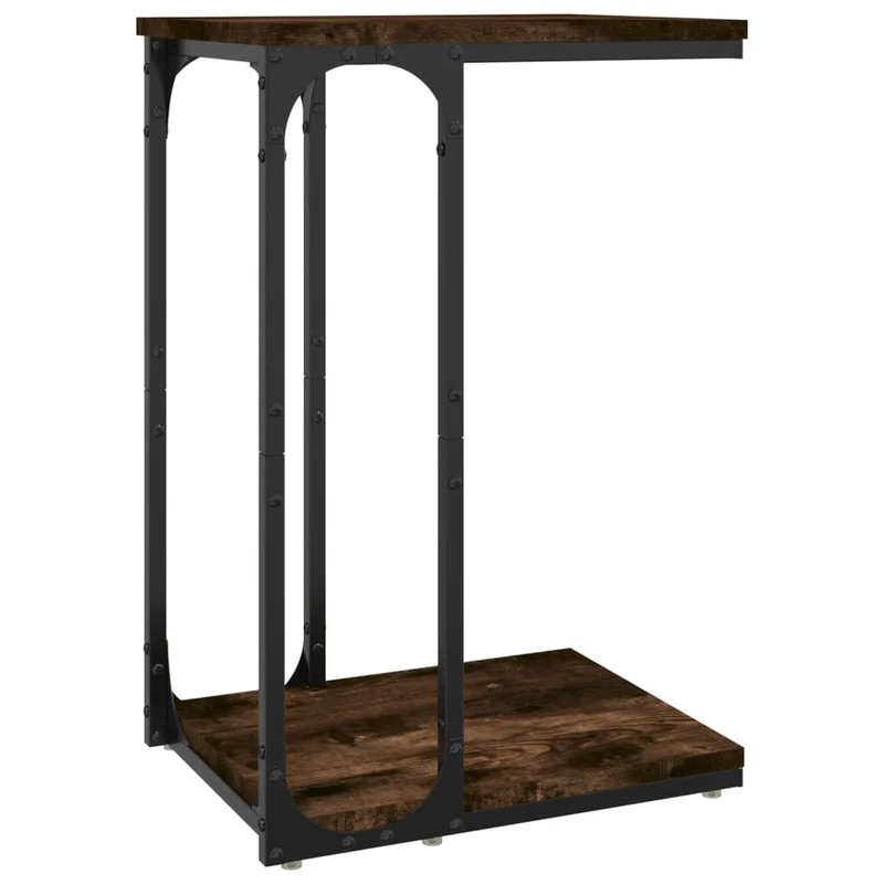 Table d'appoint bout de canapé en forme de C 40 x 30 x 60 cm bois d'ingénierie marron et acier DEC032383