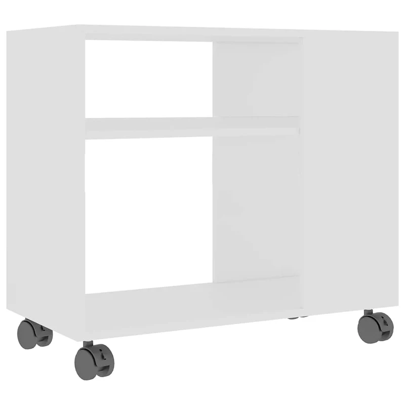 Table d'appoint meuble de salon sur roulettes 70 x 35 x 55 cm bois d'ingénierie blanc DEC032364