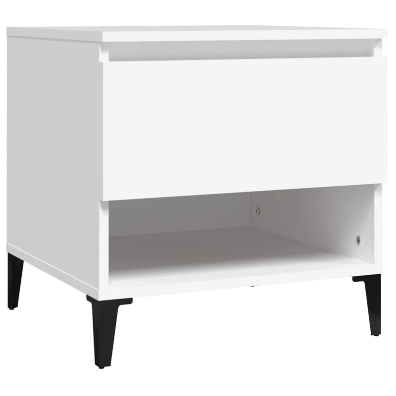 Table d'appoint bout de canapé chevet avec tiroir 50 x 46 x 50 cm bois d’ingénierie blanc DEC032358