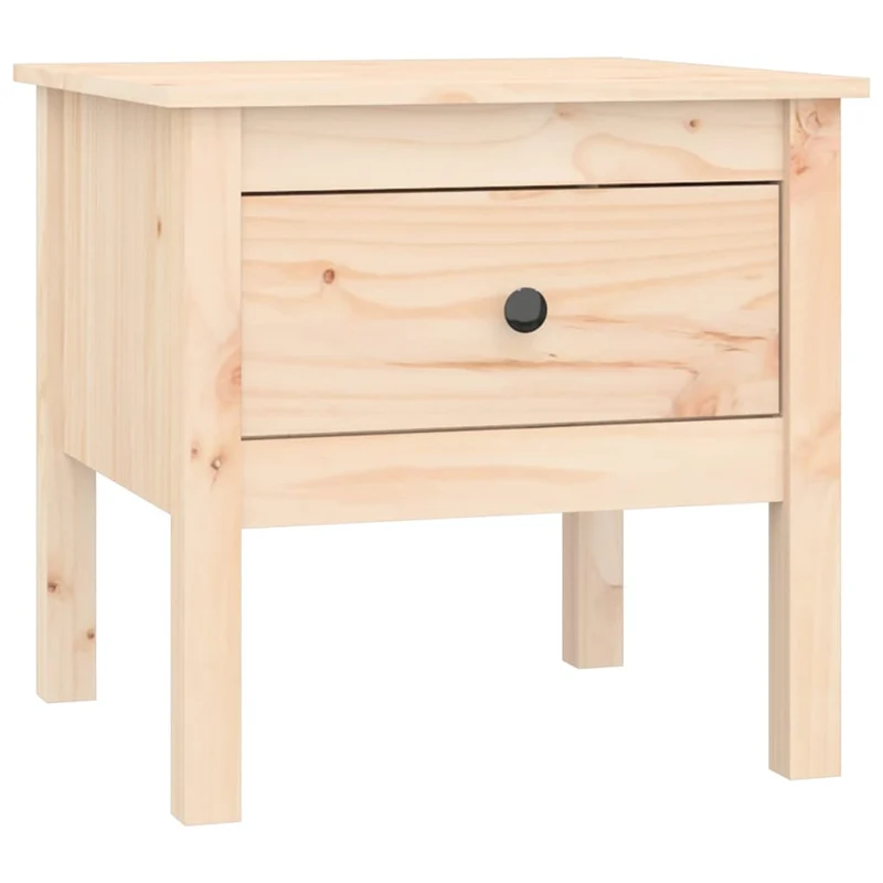 Table d'appoint chevet avec tiroir 50 x 50 x 49 cm en bois massif de pin brun DEC032315