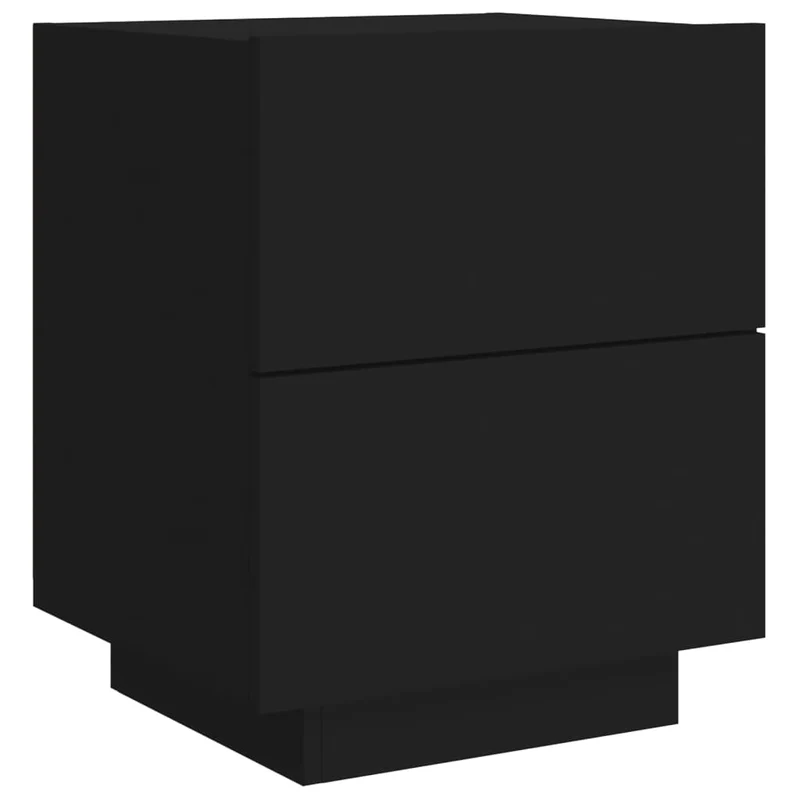 Table de chevet avec tiroirs et lumières LED RVB 45 x 40 x 55 cm en bois d'ingénierie noir DEC032786