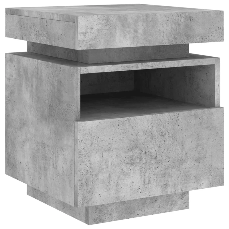 Table de chevet avec tiroir et LED RVB 40 x 39 x 48,5 cm bois d'ingénierie gris DEC032779