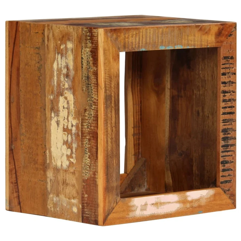 Meuble d'appoint support de plante bout de canapé 40 x 30 x 40 cm bois de récupération effet vieilli DEC032751
