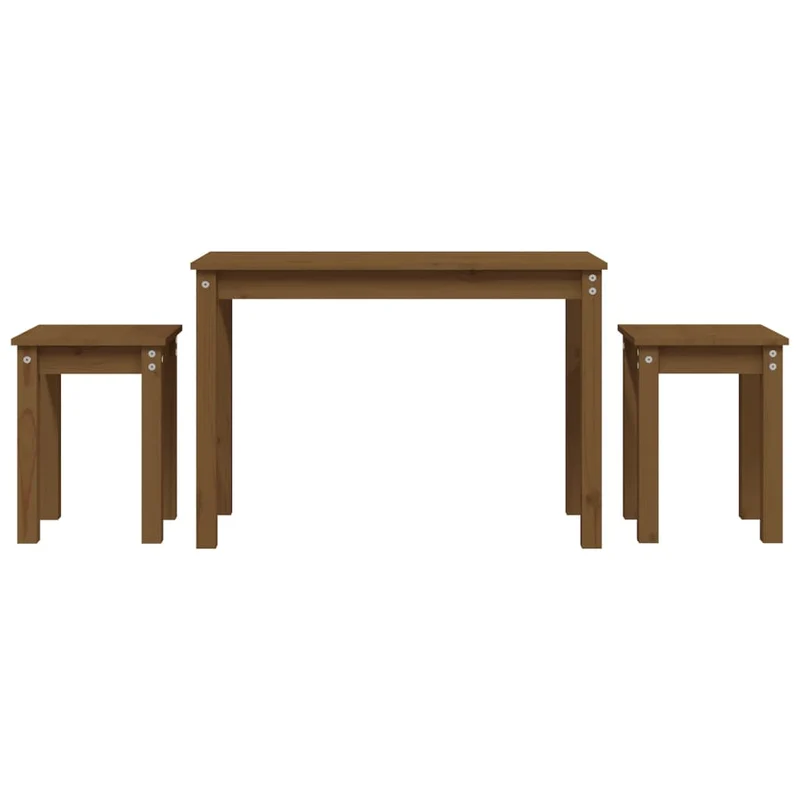 Lot de 3 tables d'appoint gigognes en bois de pin couleur marron miel DEC032727