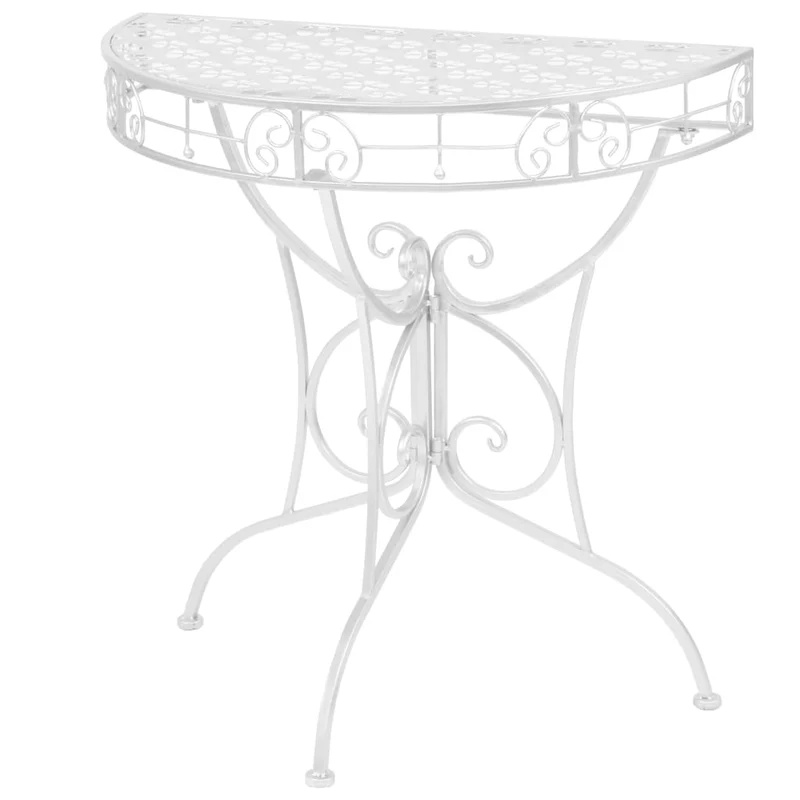 Table d'appoint plateau demi-rond 72 x 36 x 74 cm en métal argenté DEC032547