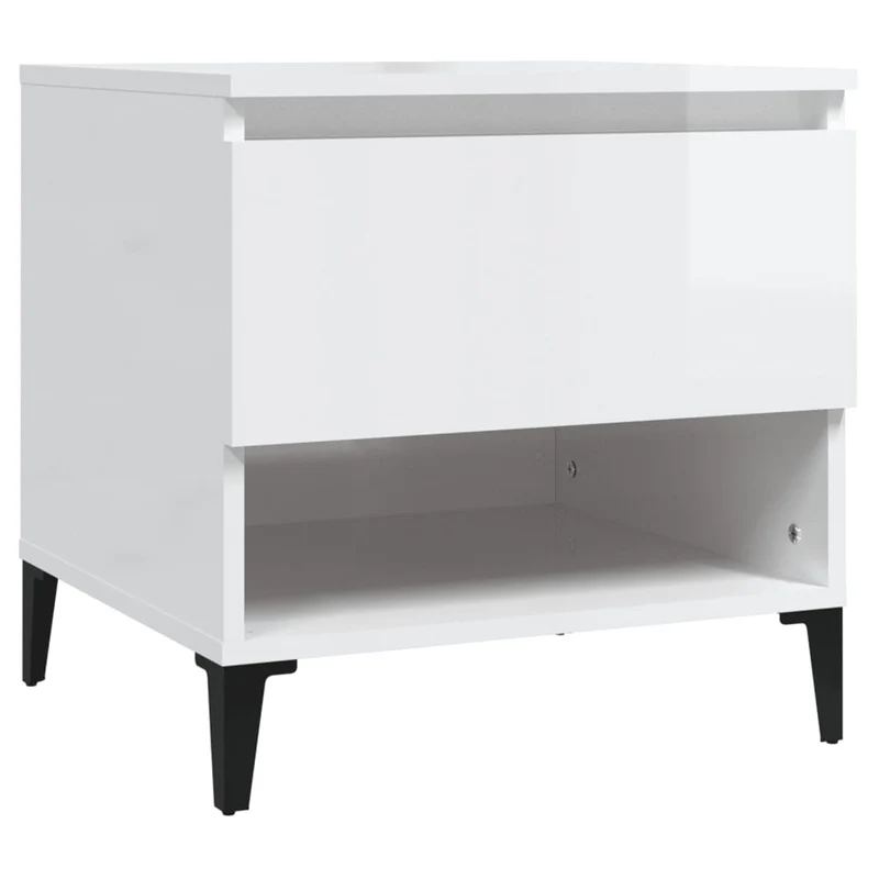 Table d'appoint avec tiroir bout de canapé 50 x 46 x 50 cm bois d'ingénierie blanc brilliant DEC032369
