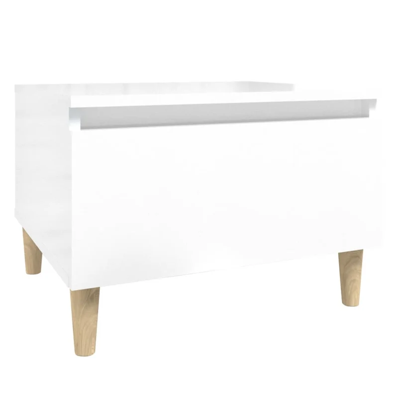 Table d'appoint meuble de salon bout de canapé avec tiroir 50 x 46 x 35 cm bois d'ingénierie blanc brilliant DEC032367