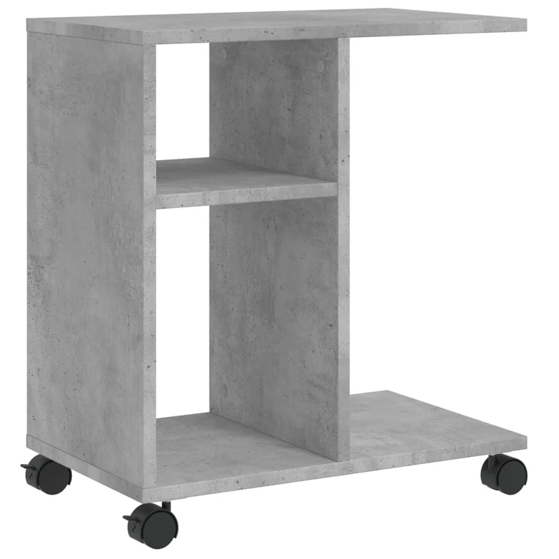 Table d'appoint sur roulettes en bois d'ingénierie gris DEC032332