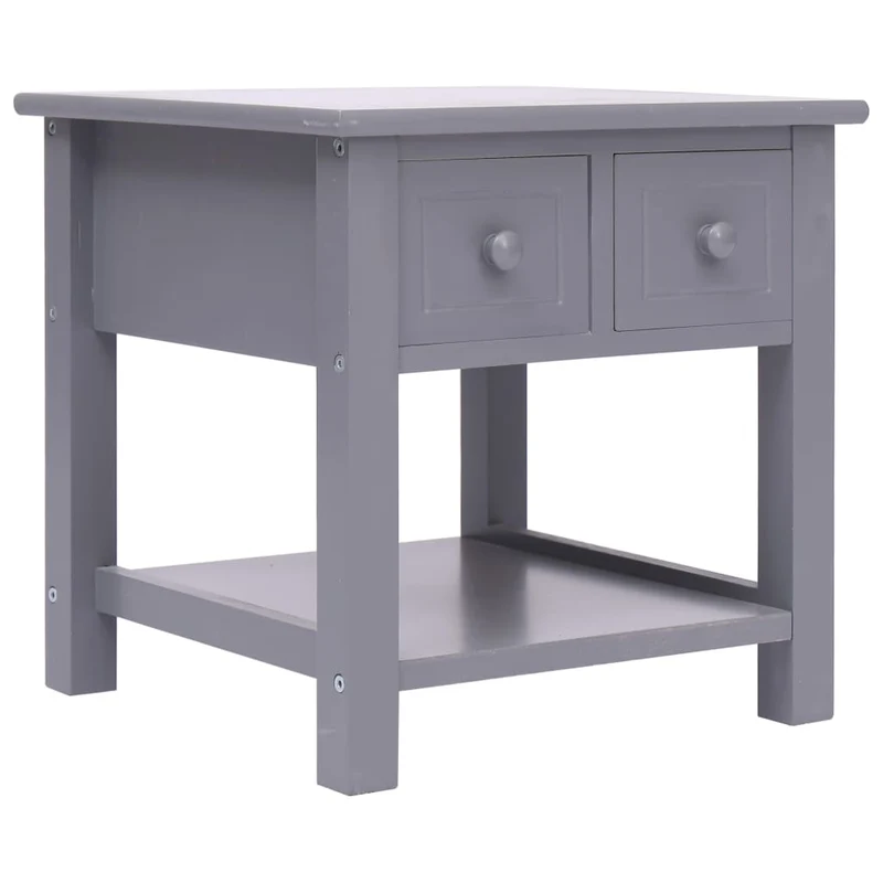 Table d'appoint bout de canapé avec tiroirs 40 x 40 x 40 cm bois de paulownia gris DEC032440