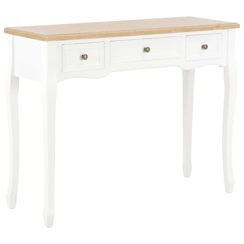 Table de console et coiffeuse avec 3 tiroirs MDF + bois de pin blanc DEC032565