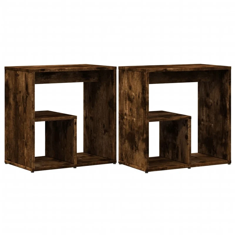 Lot de 2 tables d'appoint support plantes 50 x 30 x 50 cm bois d'ingénierie marron DEC032619
