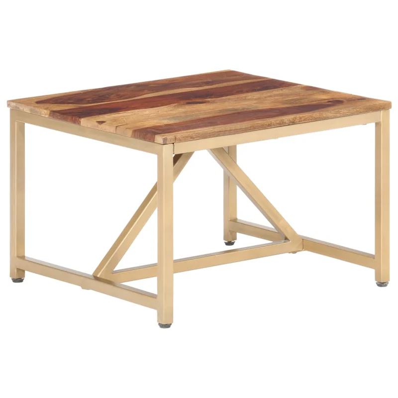 Table d'appoint meuble de salon 60 x 60 x 40 cm bois massif marron et acier DEC032319
