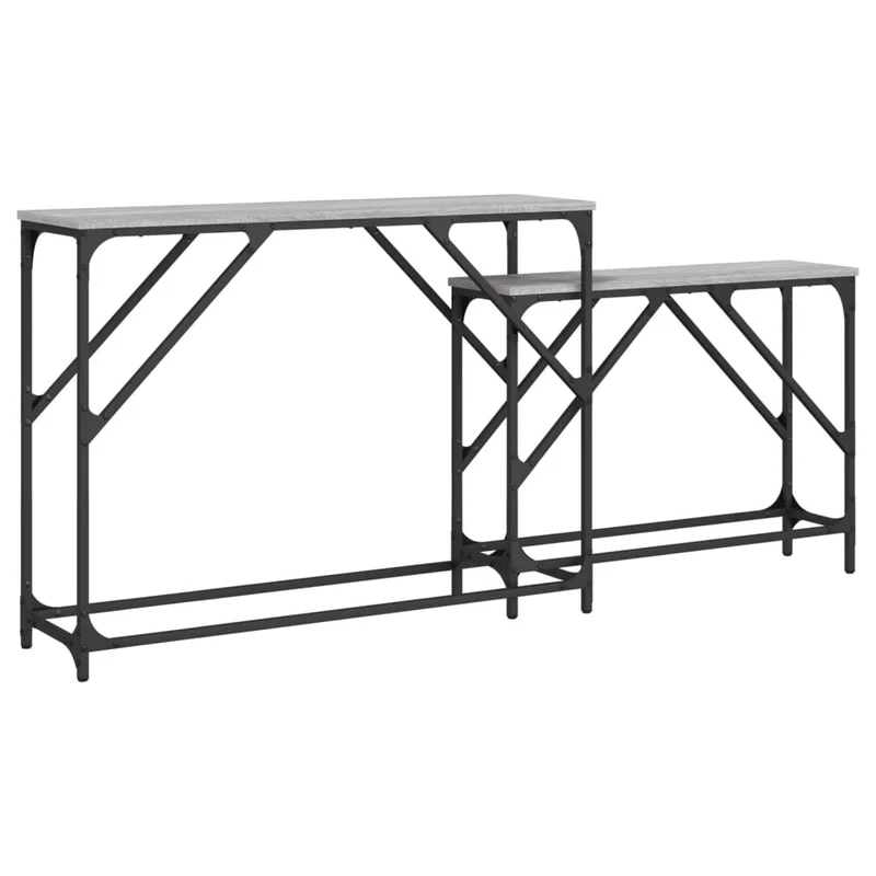 Lot de 2 tables d'appoint console en bois d'ingénierie gris DEC032605