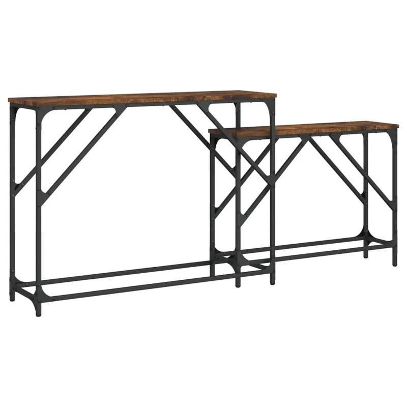 Lot de 2 tables console gigognes en bois d'ingénierie et métal DEC032601