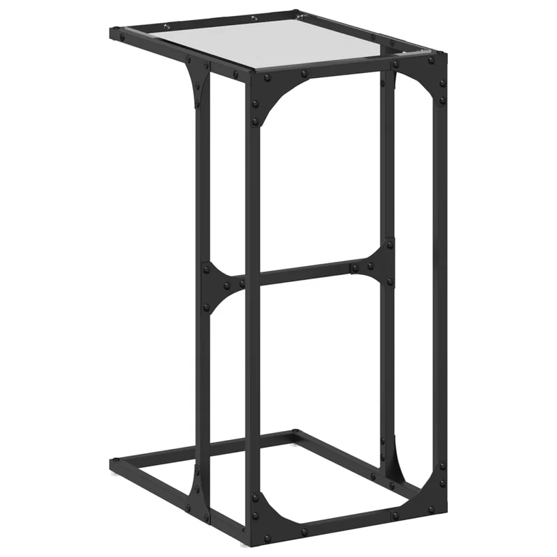 Table d'appoint bout de canapé 40 x 30 x 61,5 cm acier et verre transparent DEC032343