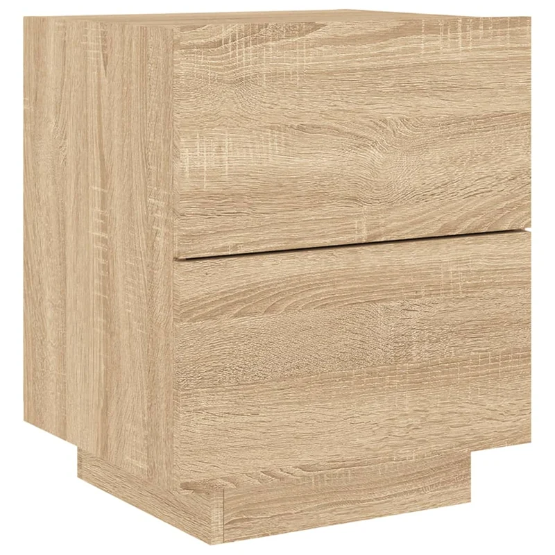 Table de chevet avec tiroirs et LED 45 x 40 x 55 cm en bois d'ingénierie couleur chêne DEC032772