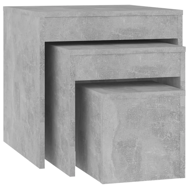 Lot de 3 tables d'appoint gigognes bout de canapé en aggloméré gris DEC032724