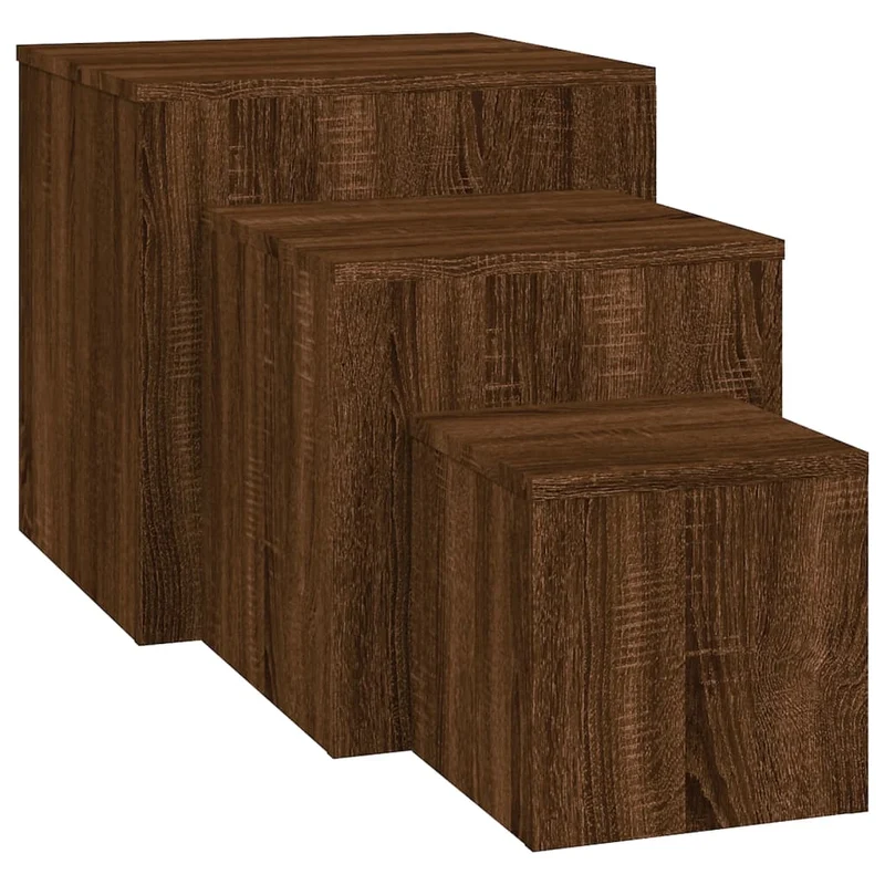 Lot de 3 tables d'appoint bout de canapé en bois d'ingénierie marron DEC032663