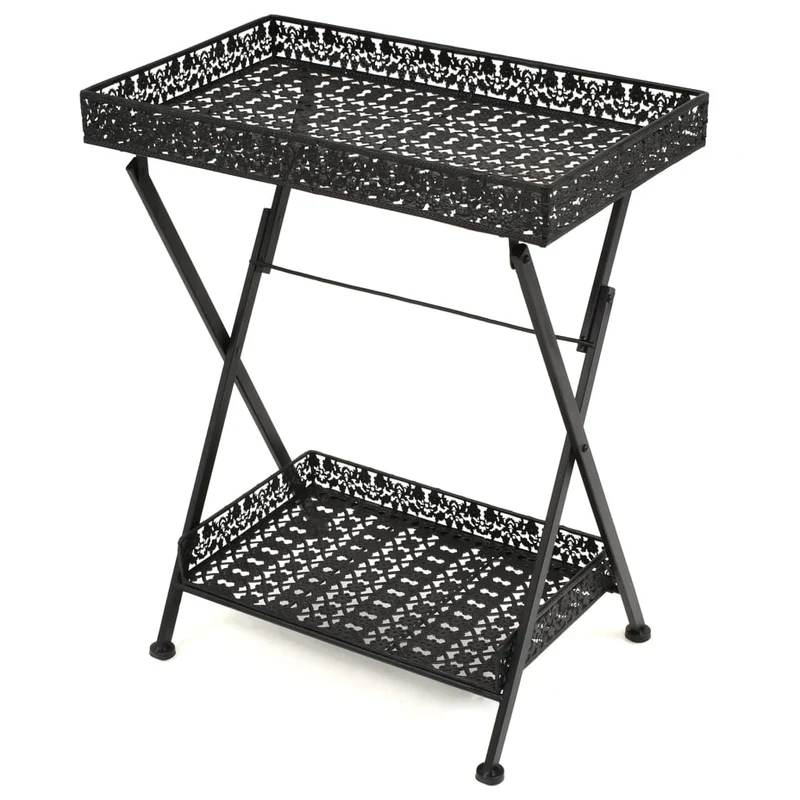 Table d'appoint pliable 58 x 35 x 72 cm en métal noir DEC032589