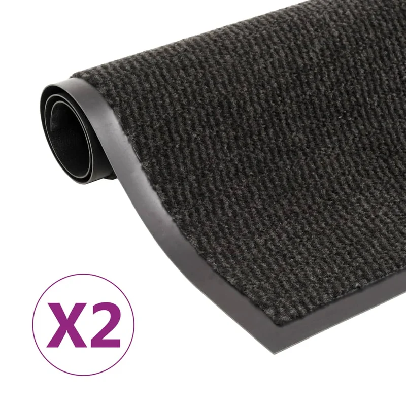 Lot de 2 paillassons rectangulaires 60 x 90 cm Noir DEC023158