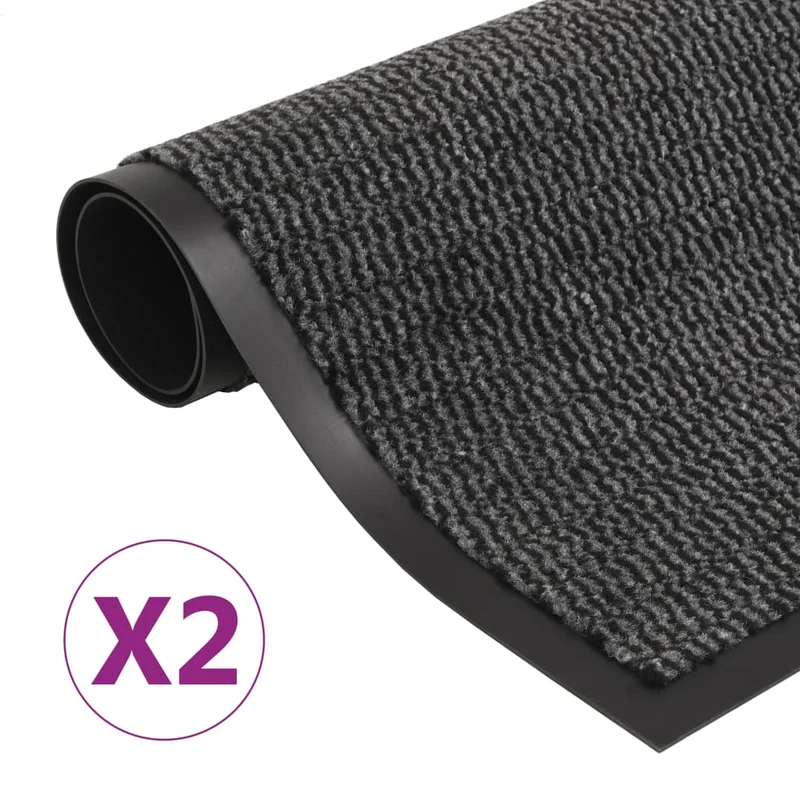 Lot de 2 paillassons rectangulaires 80 x 120 cm Anthracite DEC023161