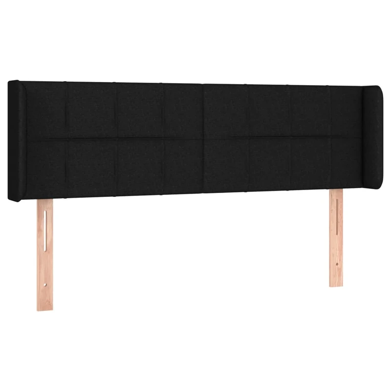 Tête de lit accessoire couchage chambre à coucher meuble avec rebord latéral 147 x 16 x 78/88 cm tissu noir TDL0204571