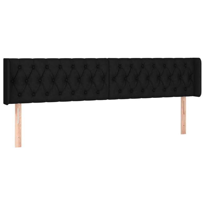 Tête de lit accessoire couchage chambre à coucher meuble à LED 183 x 16 x 78/88 cm tissu noir TDL0200640