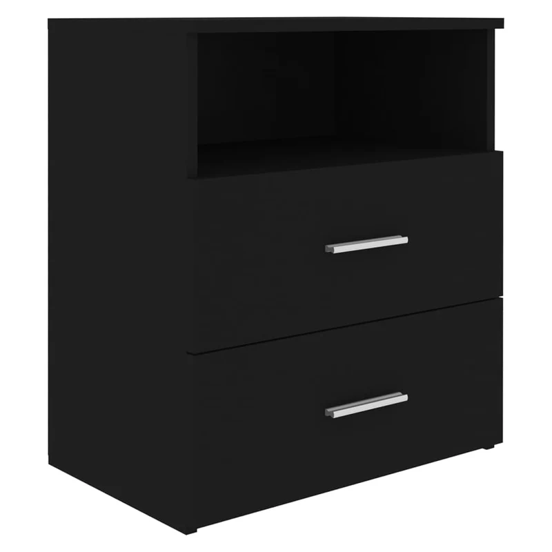 Table de chevet avec tiroirs et compartiment de rangement 50 x 32 x 60 cm bois d'ingénierie noir DEC034496