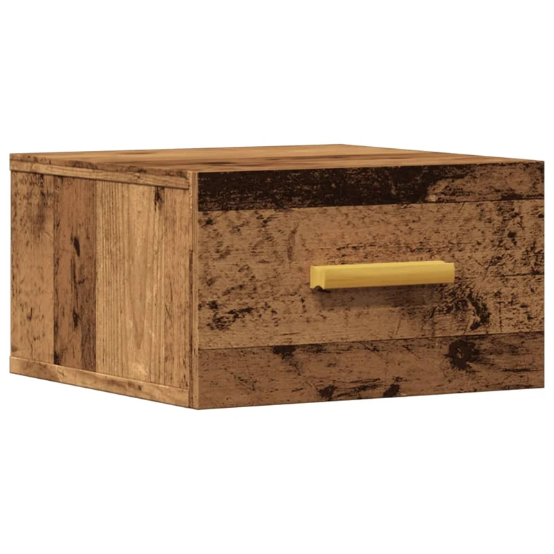 Table de chevet murale avec tiroir 35 x 35 x 20 cm bois d'ingénierie marron vieilli DEC034338