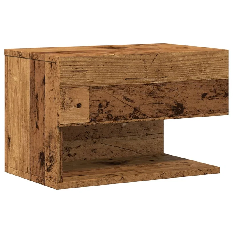 Table de chevet murale avec tiroir et étagère 46 x 29,5 x 30 cm bois d'ingénierie marron vieilli DEC034337