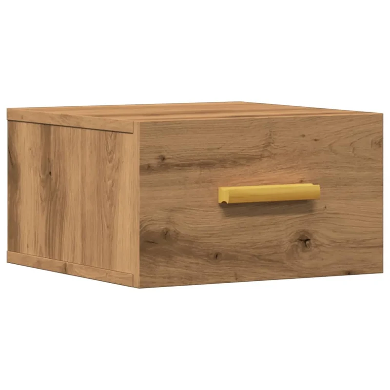 Table de chevet murale avec tiroir 35 x 35 x 20 cm bois d'ingénierie couleur chêne DEC034245