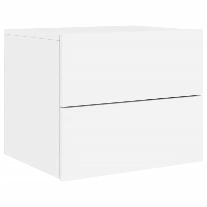 Table de chevet murale avec lumières LED et tiroirs 50 x 39 x 41 cm et bois d'ingénierie blanc DEC034169