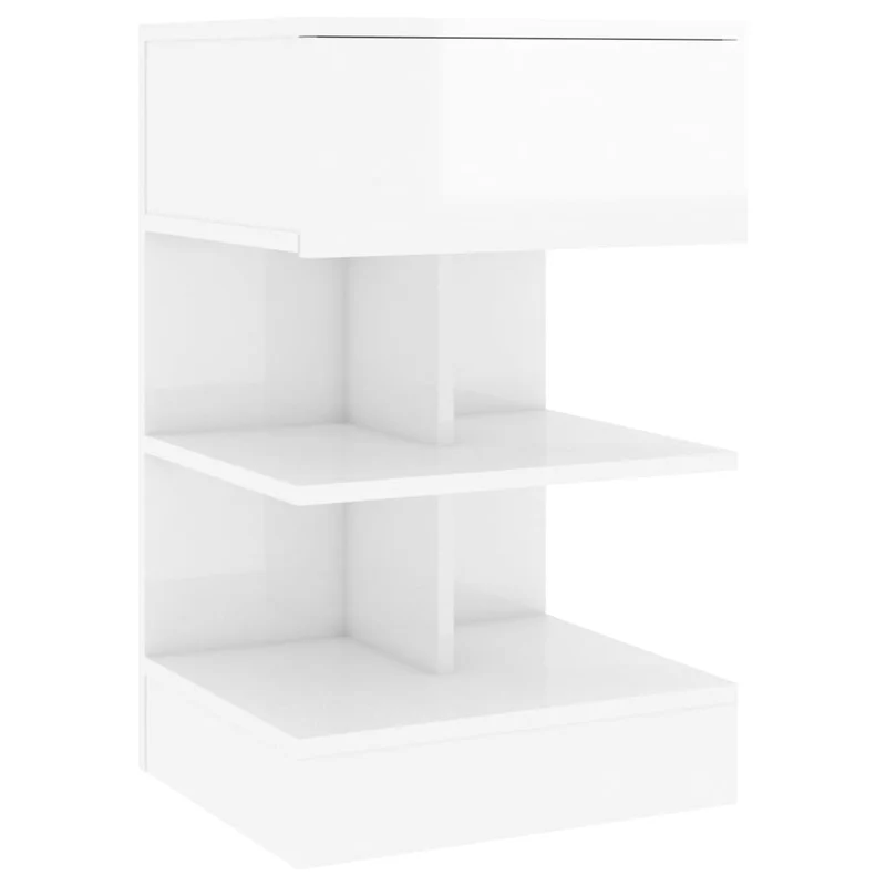 Table de chevet avec tiroir et étagères 40 x 35 x 65 cm bois d’ingénierie blanc DEC033477