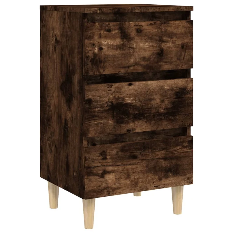 Table de chevet 3 tiroirs 40 x 35 x 69cm bois d'ingénierie marron DEC033220