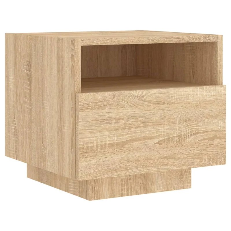 Table de chevet avec lumières LED et tiroir 40 x 39 x 37 cm en bois d'ingénierie DEC033185