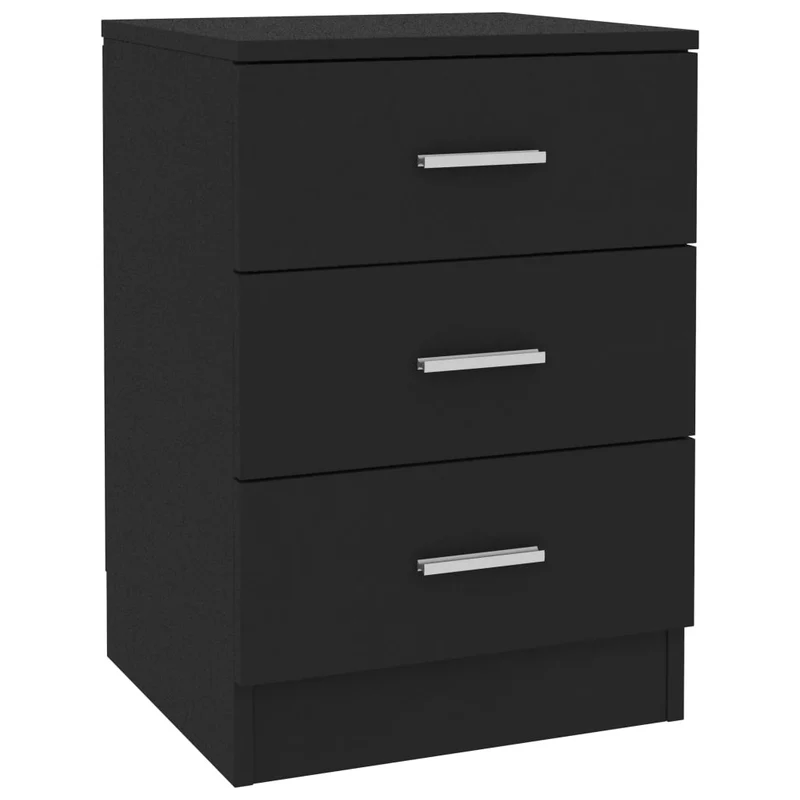 Table de chevet avec 3 tiroirs 38 x 35 x 56 cm bois d'ingénierie noir DEC034380
