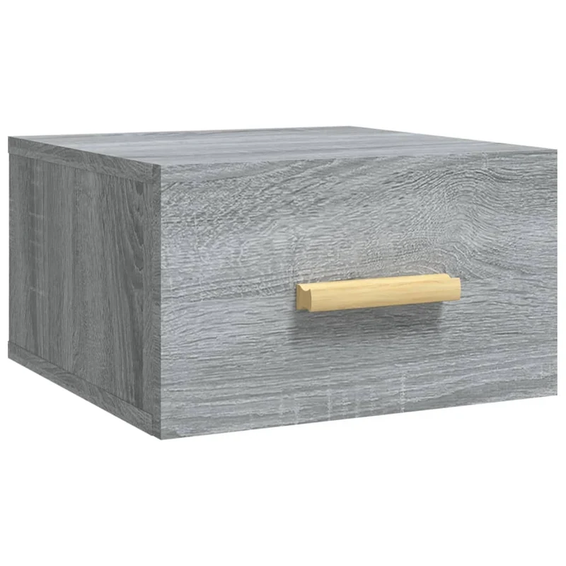 Table de chevet murale avec tiroir 35 x 35 x 20 cm en bois d'ingénierie gris DEC034327