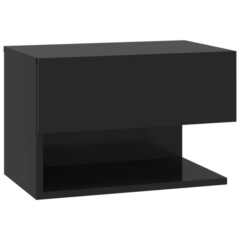 Table de chevet murale 46 x 29,5 x 30 cm en bois d'ingénierie noir DEC034308