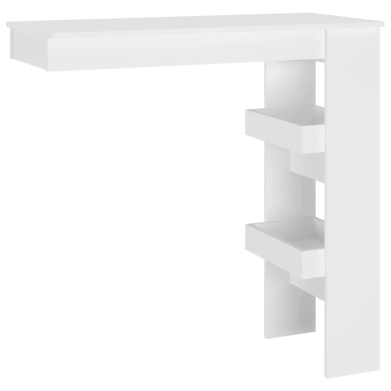 Table d’appoint multifonction murale avec étagères 102 x 45 x 103,5 cm bois d'ingénierie blanc DEC036474