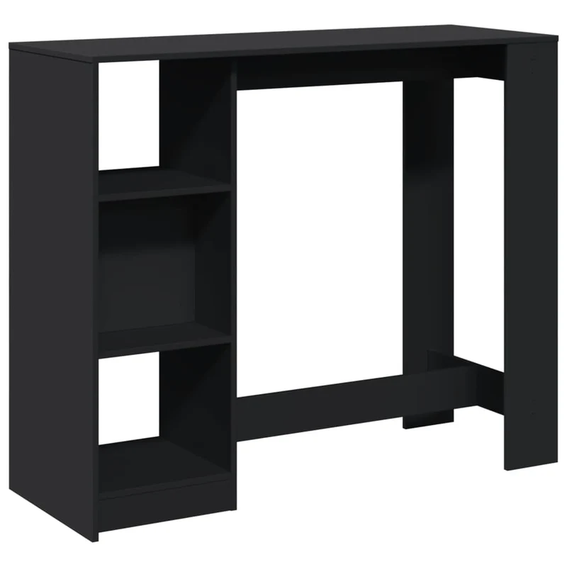 Table d’appoint multifonction avec étagère 124 x 46 x 103,5cm bois d'ingénierie noir DEC036353