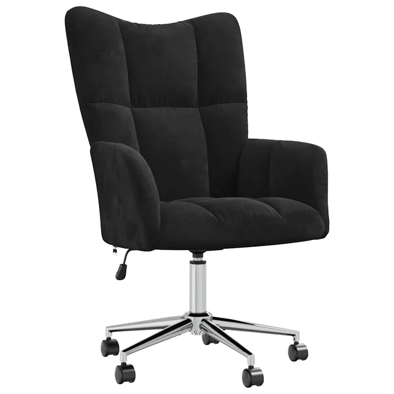 Fauteuil lounge chaise de bureau sur roulettes design moderne en velours noir DEC026741