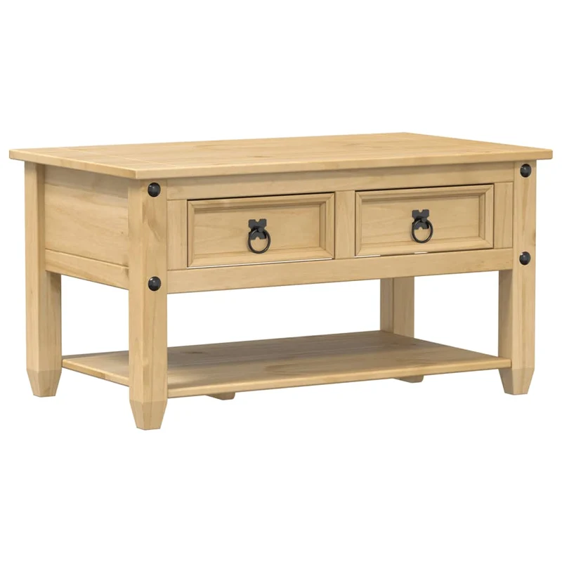 Table basse de salon design classique avec tiroirs 85 x 50 x 45 cm bois de pin massif DEC037763