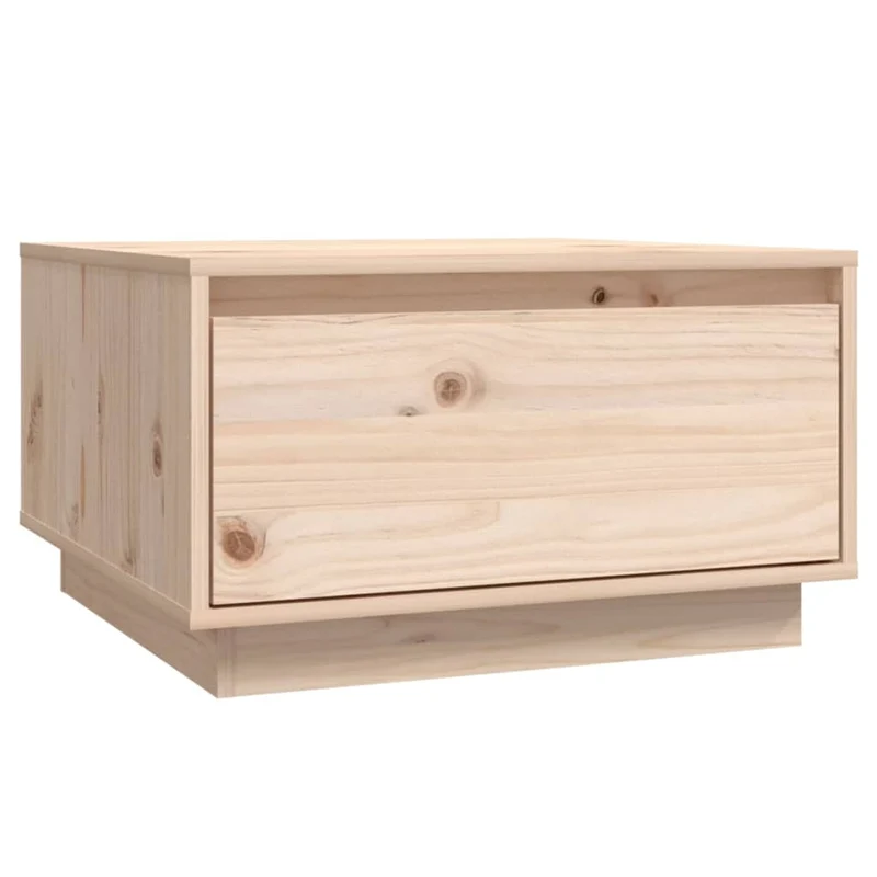 Table basse de salon avec tiroir design simple 55 x 56 x 32 cm bois massif de pin DEC037093