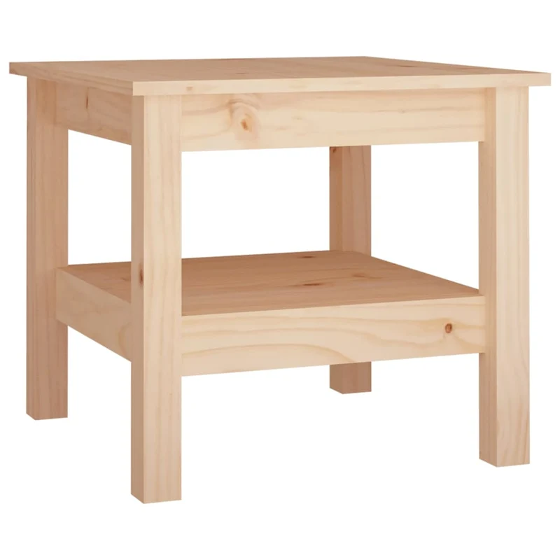 Table basse de salon avec étagère design simple 45 x 45 x 40 cm bois massif de pin non traité DEC037071