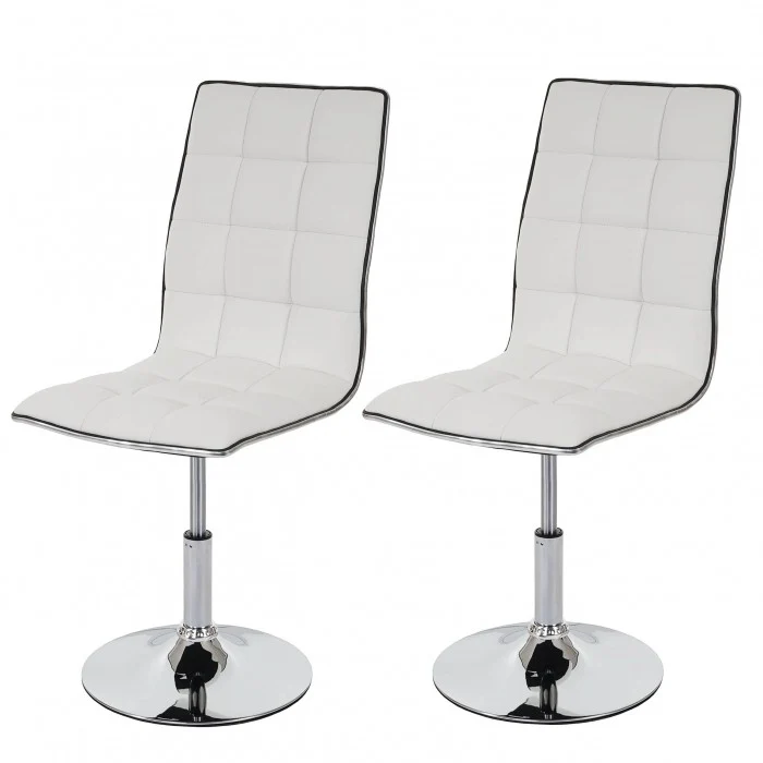Lot de 2 chaises de salle à manger hauteur réglable en synthétique blanc CDS04078